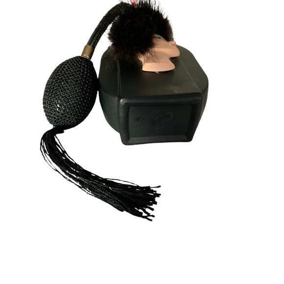 Satin Black Glass Perfume Bottle with Atomizer 3D Lady Face with Black Hair. - Picture 5 of 5